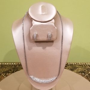Silver Rhinestone Necklace Set